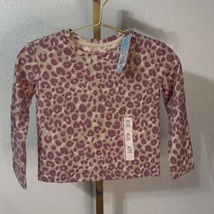 Cat & Jack Cream and Pink Animal Print Top